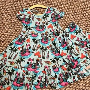 Bums and Roses bamboo dress with matching shorts